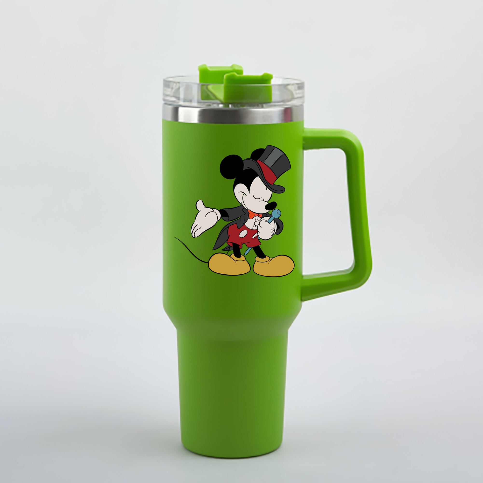 （画像用） ミッキーマウス Mickey Mouse 1200mL車用タンブラー - クリスタルステッカー（プラスチックストロー付き）